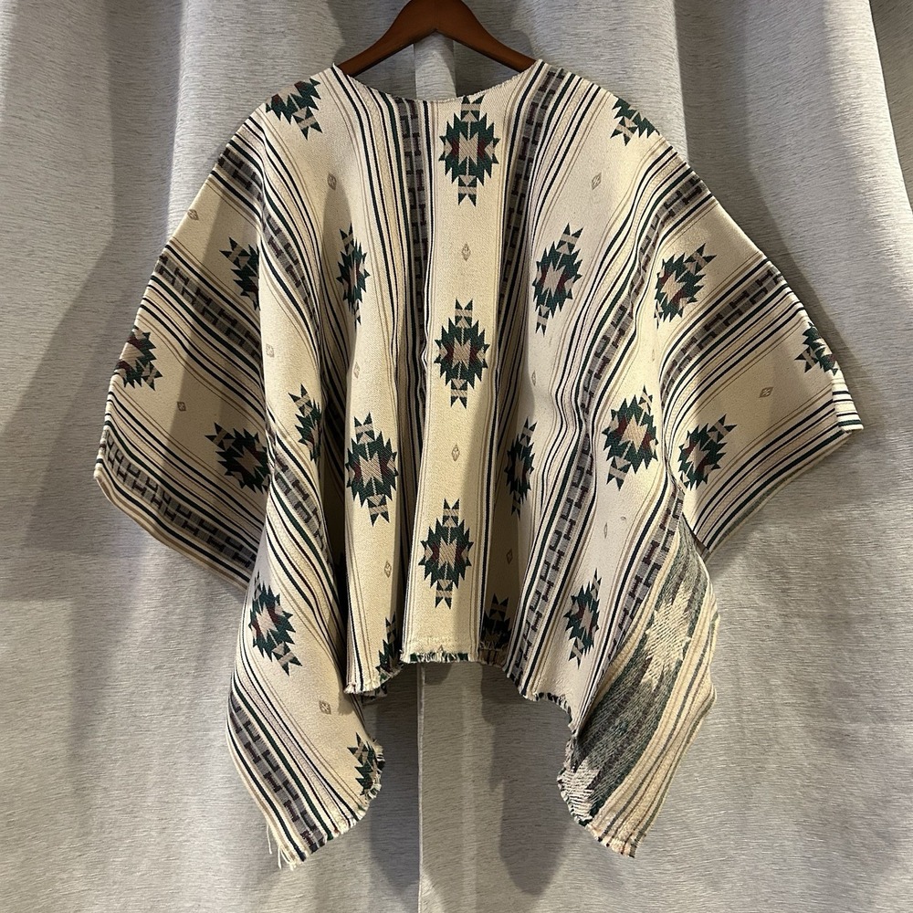 Vintage Poncho Aztec Western One‎ Size Heavy